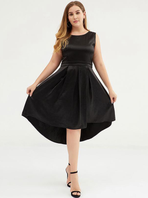 Plus Size Solid Color Slim Sleeveless Formal Dress