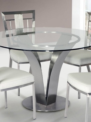Guntersville Contemporary Dining Table Steel/clear - Armen Living
