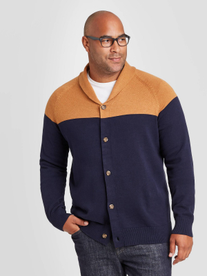 Men's Big & Tall Regular Fit Button-down Shawl Sweater - Goodfellow & Co™