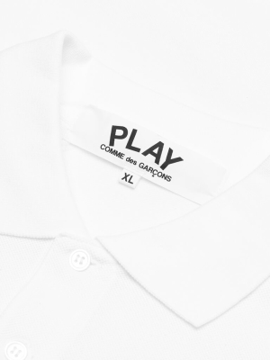 Comme Des Garcons Play Long Heart Polo - White