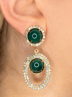 Flawed Emerald Open Teardrop Clip Earrings