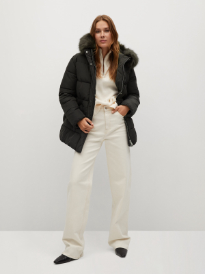 Detachable Faux-fur Quilted Anorak