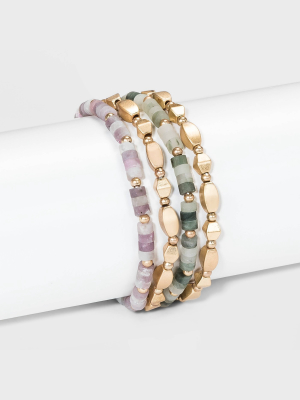 Semi-precious With Worn Gold Stretch Bracelet - Universal Thread™