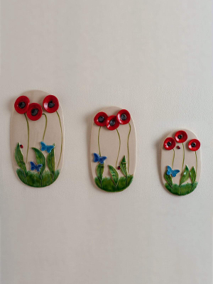 Wall Plaque Poppy Large