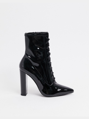 Asos Design Echo Heeled Sock Boots In Black