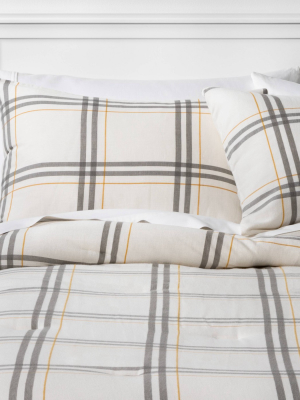 Flannel Plaid Comforter & Sham Set Cream & Gray - Threshold™