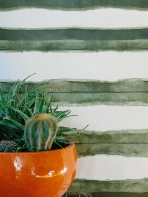 Shibori Stripe Wallpaper In Olive From The Shibori Collection By Milton & King