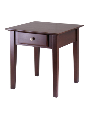 Rochester End Table With One Drawer, Shaker - Antique Walnut - Winsome