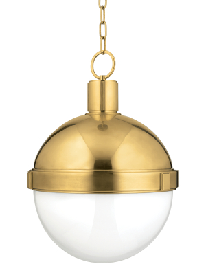 Hudson Valley Lighting Lambert Pendant - Aged Brass & White