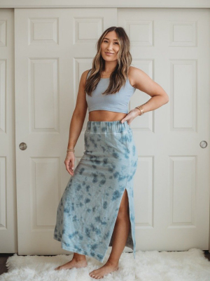 High-waisted Organic Maxi Skirt- Ocean Mist