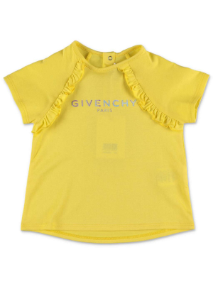 Givenchy Kids Logo Embroidered Ruffle Detail T-shirt