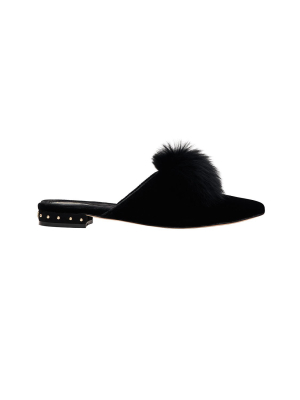 Pom Pom Slipper Solid Black