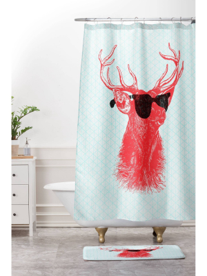 Young Buck Shower Curtain Red - Deny Designs