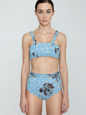 Bilda Square Neck Bikini Top - Blue Fleur Print