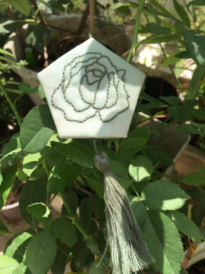 Hand-embroidered Ocean Blue Rose Flower Trinket