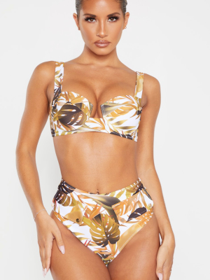 Mustard Leaf Utility Cupped Bikini Top