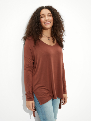 Ae Soft & Sexy Long Sleeve Scoop Neck Tunic T-shirt