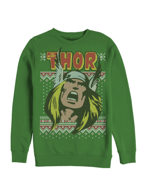 Men's Marvel Thor Retro Comic Holiday Ugly Sweater Sweatshirt