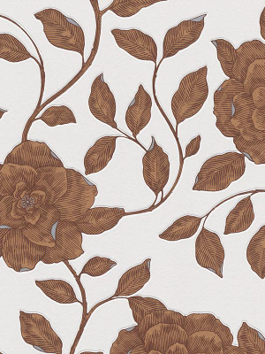 Roses Floral Wallpaper In Grey And Brown Design By Bd Wall