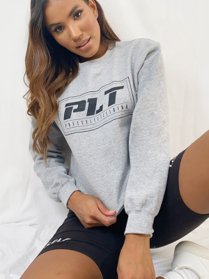 Prettylittlething Grey Slogan Sweater