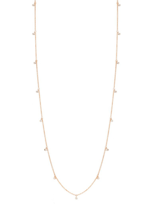 14k Long 15 Dangling Diamond Necklace