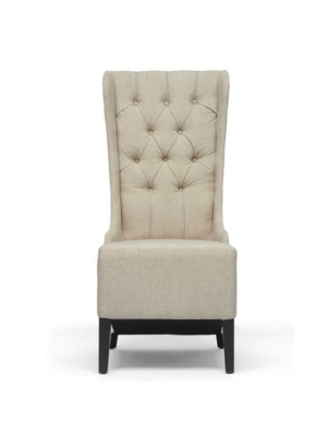 Vincent Linen Modern Accent Chair Beige - Baxton Studio