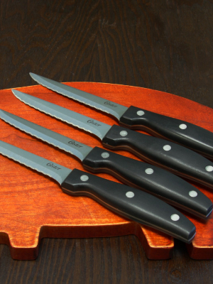 Oster Granger 4.5 In. Stainless Steel Blade Steak Knife Set In Black (4 Pack)