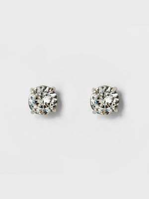 Women's Round Crystal Stud Earring - A New Day™ Silver