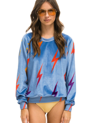 Velvet Bolt Repeat Crew Sweatshirt - Blue