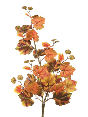 Artificial Autumn Grape Leaf Hanging Bush (30") Red/brown - Vickerman