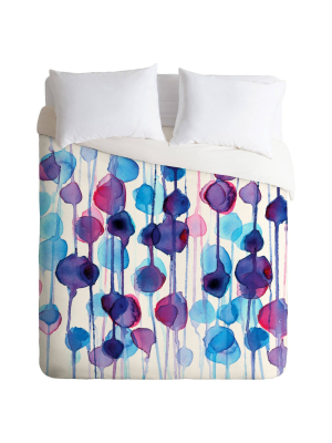 Blue Cmykaren Abstract Watercolor Duvet Cover Set (queen) - Deny Designs