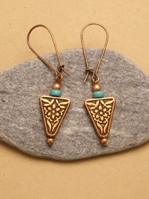 Copper Triangle Earrings