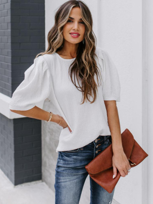 Clarice Statement Sleeve Textured Top - Off White