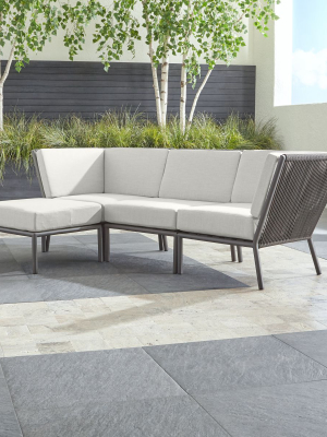 Morocco Graphite 3-piece Sofa Sectional With Ottoman With White Sunbrella ® Cushions