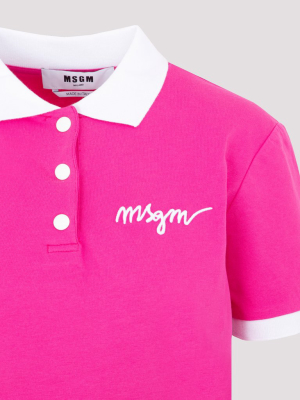 Msgm Logo Embroidered Polo Shirt