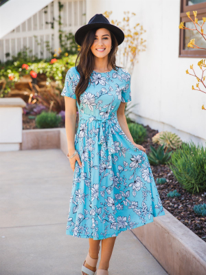 Amani Tie Dress - Blue White Floral