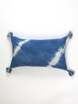 Archive New York Indigo Shibori Diagonal Tassel Pillow