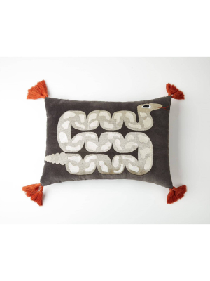 Oblong Snake Decorative Throw Pillow Gray - Justina Blakeney