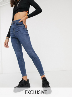 Collusion X001 Skinny Jeans In Mid Wash Blue