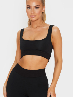 Black Rib Hem Sports Bra