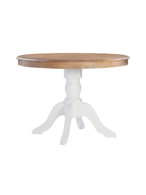 Tobin Pedestal Dining Table White/natural - Linon