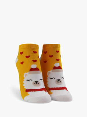 Santa Alpaca Ankle Socks