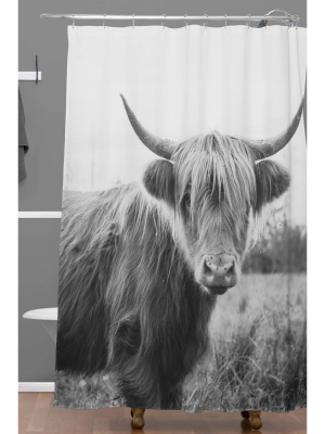 Chelsea Victoria Highland Cow Shower Curtain Black/white - Deny Designs