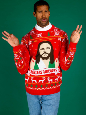 Santa Is Fake News | Men's Jesus Christ Xmas Sweater