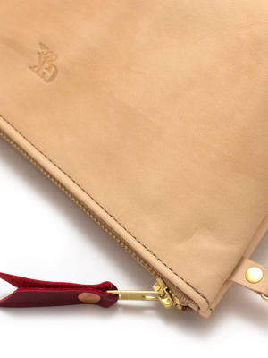 Blond Leather Zipper Clutch