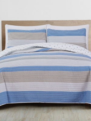 Great Bay Home Wide Striped Reversible Quilt Set