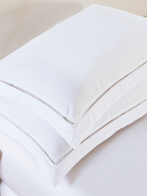 2pk Hemstitch Pillow Sham White - Luxury Hotel