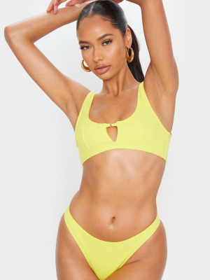 Yellow Cut Out Peachskin Bikini Top