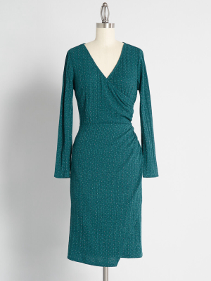 Knit On The Town Faux-wrap Dress