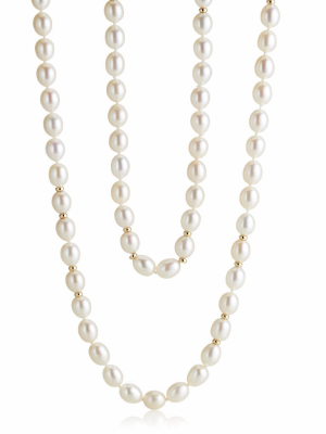 Baroque White Pearl & Gold Rope Necklace
